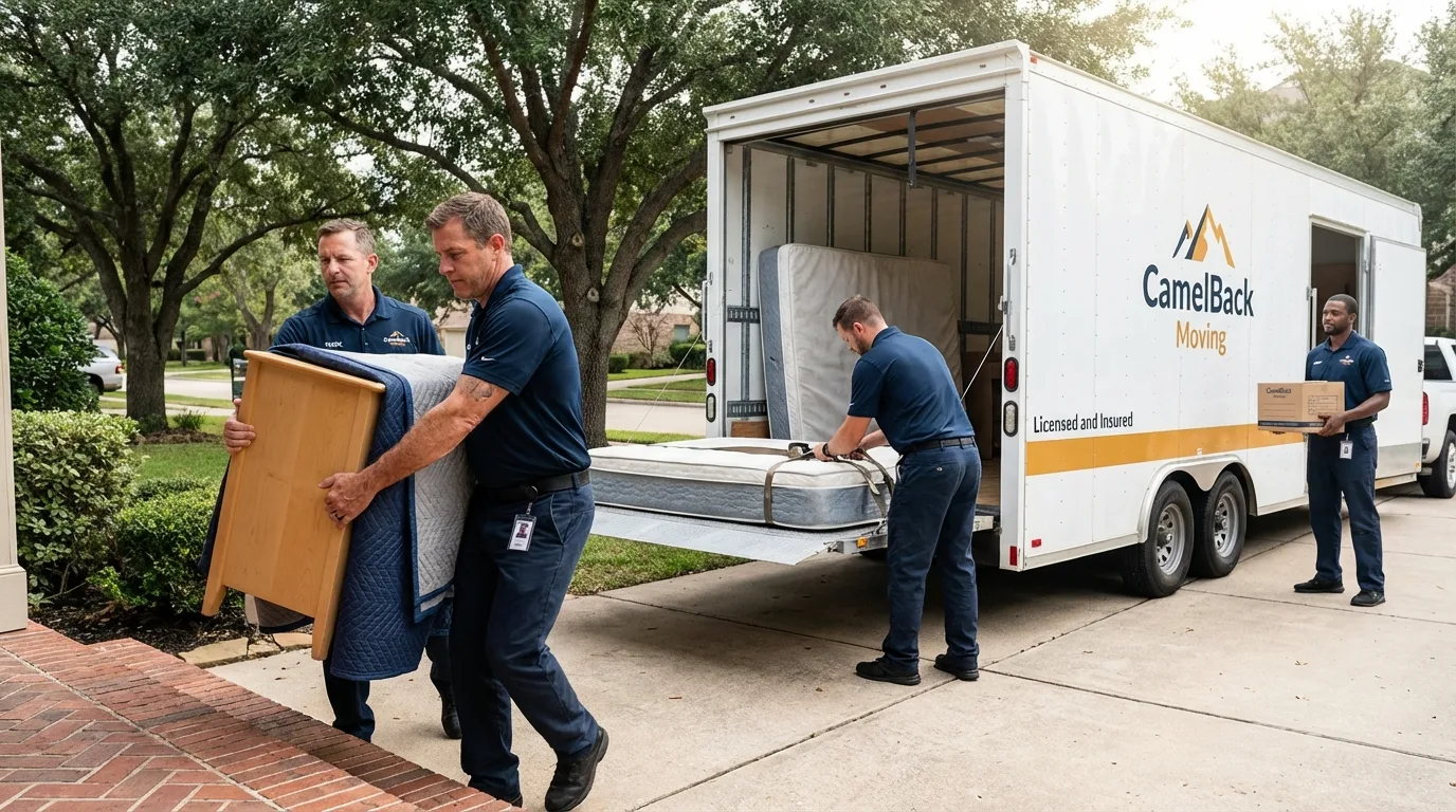 Crew loading residential truck for cross-state move from Champaign, IL